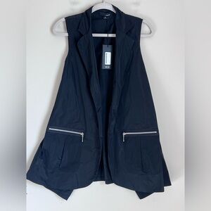 NWT Sun Kim Pocket‎ Vest $155 Lagenlook Asymmetrical Windbreaker Black Small USA